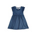 dark-navy-solid-short-sleeve-cross-back-milk-silk-dress Great Lakes kids - Sophia's Style-2
